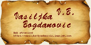 Vasiljka Bogdanović vizit kartica